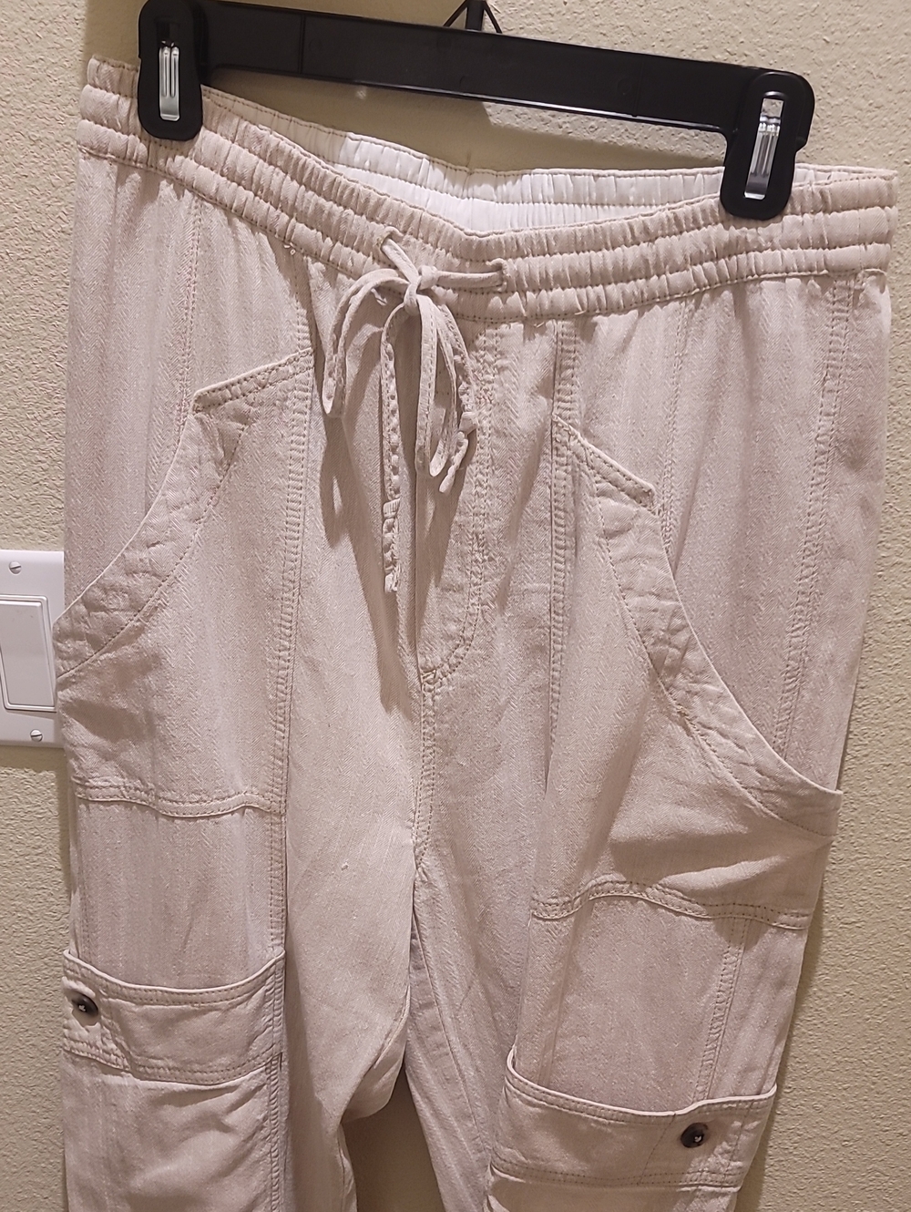 Free People Cream Drawstring Cargo Joggers Size XS